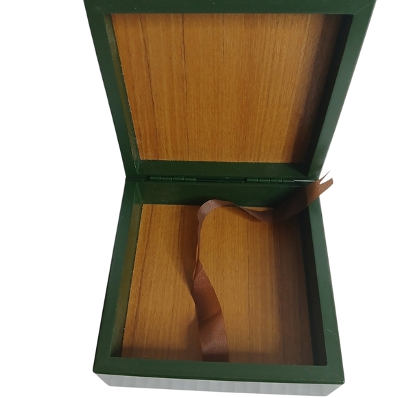 Set of 4 Vintage Christmas Coasters Fox Hunting French Horn in a Wooden Box - Picture 6 of 13